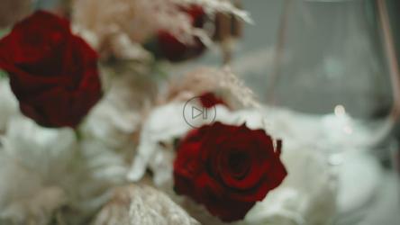 男朋友带着他的女朋友；的手，甜蜜地亲吻他们[]