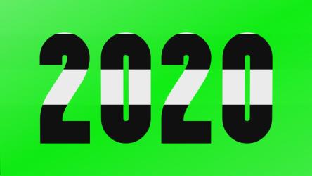 绿色屏幕上的2020年数字绿幕 Green Screen:绿色背景的2020新年标志