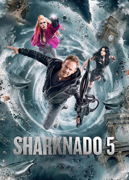 《鲨卷风》完整版》无数鲨鱼从天而降，人们纷纷拿起武器进行反击《鲨卷风》