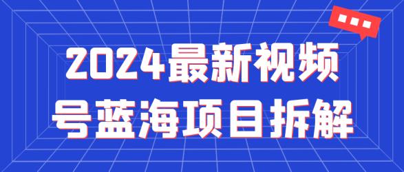 2024最新视频号蓝海项目拆解【吾爱】