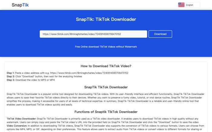 SnapTik - TikTok视频下载[吾爱神器]