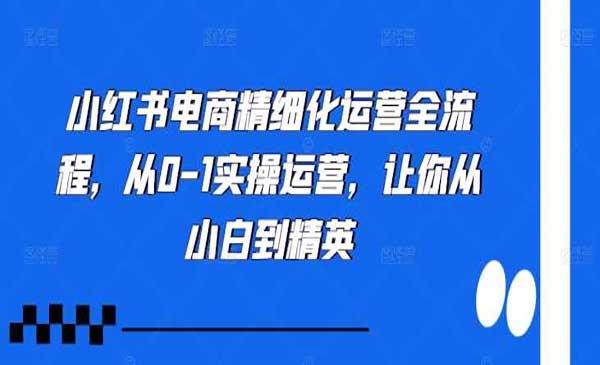 小红书电商精细化运营[吾爱首发]