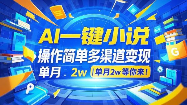 AI 一键小说，操作简单多渠道变现，单月 2w 等你来！[原创]