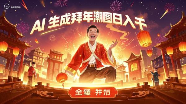 [原创]30年关将至，用AI直接生成拜年潮图，高端大气上档次，一键生成，新手日入1000[吾爱独家]