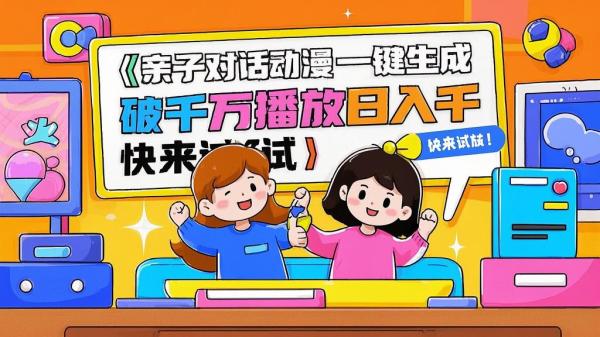亲子对话动漫一键生成，破千万播放日入千，快来试试！[原创]