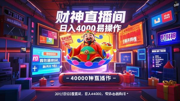 [原创]20 飘屏财神直播间，日入4000，礼物停不下来，新手也能操作[吾爱独家]