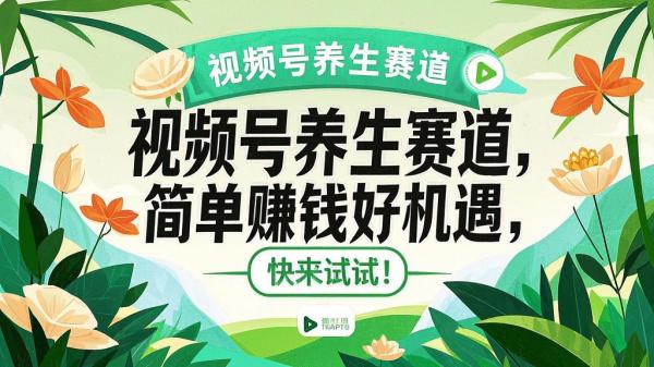 视频号养生赛道，简单赚钱好机遇，快来试试！[原创]