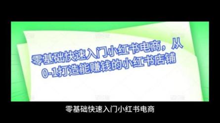 小红书店铺精细化运营，从0-1打造一个赚钱的小红书店铺-课程-网盘资源分享