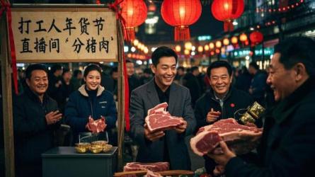 [原创]打工人年货节，在直播间学“分猪肉”