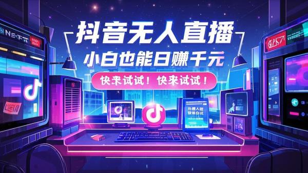 抖音无人直播，小白也能日赚千元，快来试试！[原创]