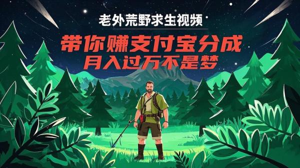 老外荒野求生视频，带你赚支付宝分成，月入过万不是梦。[原创]