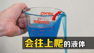 不可思议的“无管虹吸”，液体能自己爬上杯壁，你知道原理吗？-原创解说文案