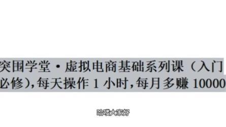 突围学堂·虚拟电商基础系列课（入门必修），每天操作1小...-课程-网盘资源分享