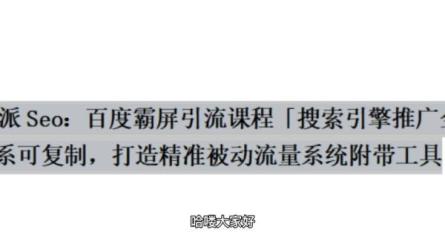 老派Seo：百度霸屏引流课程-课程-网盘资源分享