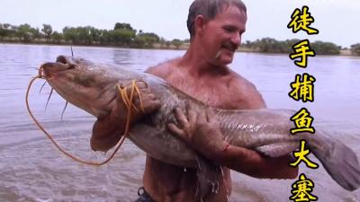 捕鱼达人：六名老外去河中徒手抓巨鲶！-吾爱原创解说文案