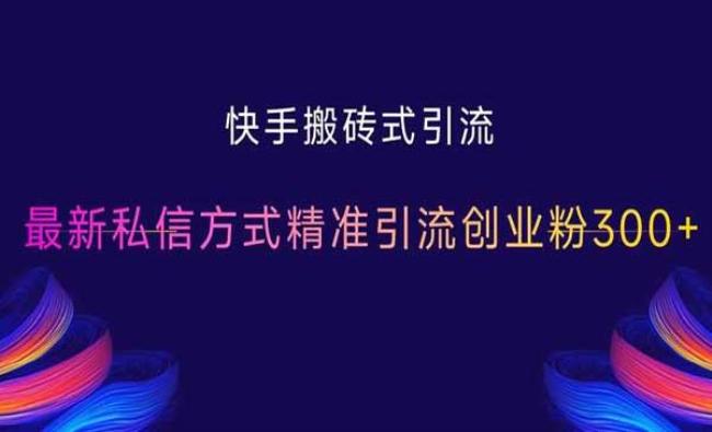 快手搬砖式私信引流[原创资源]