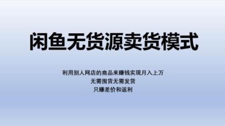 闲鱼无货源项目，无需任何...作，收益相当可观-课程-网盘资源分享