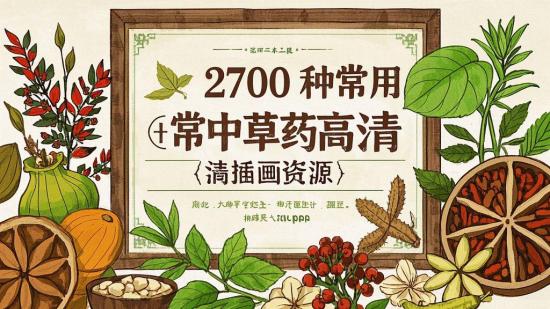 2700种常用中草药高清插画资源