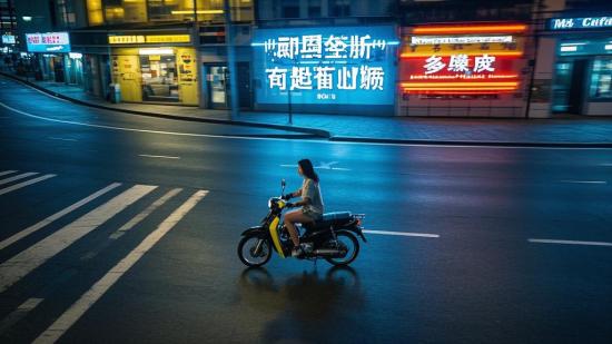 女生驾驶视角街夜景引流素材