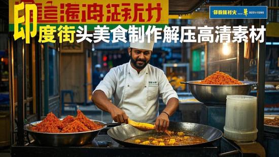 印度街头美食制作解压高清素材