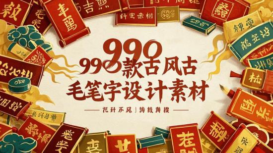 990款古风毛笔字设计素材