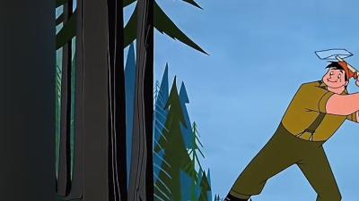 弃婴成长为伐木巨人助力多地发展，却在与商人的伐木赛中落败离开 .美国伐木巨人