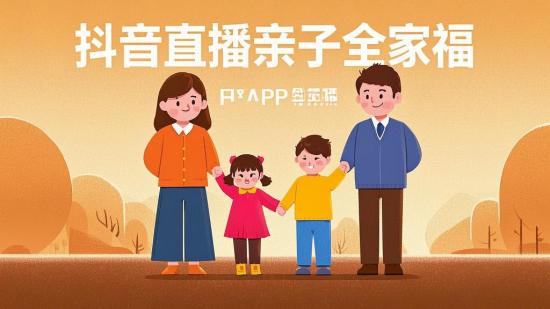 抖音直播亲子全家福PSD素材