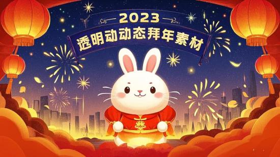 2023兔年pr透明动态拜年素材