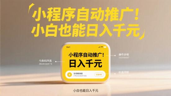 小程序自动推广！小白也能日入千元+