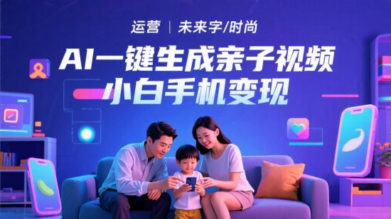 AI一键生成亲子视频，小白手机变现