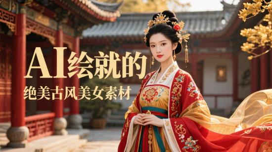 AI绘就的绝美古风美女素材