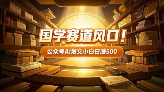 国学赛道风口！公众号AI爆文小白日赚500+