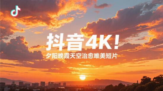 抖音4K！夕阳晚霞天空治愈唯美短片