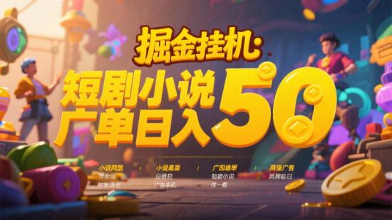 掘金挂机：短剧小说广告单机日入50+