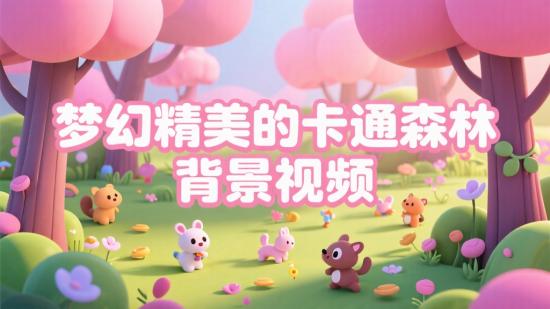 梦幻精美的卡通森林背景视频