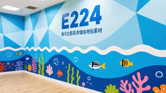 E224海洋主题高清墙绘地贴素材