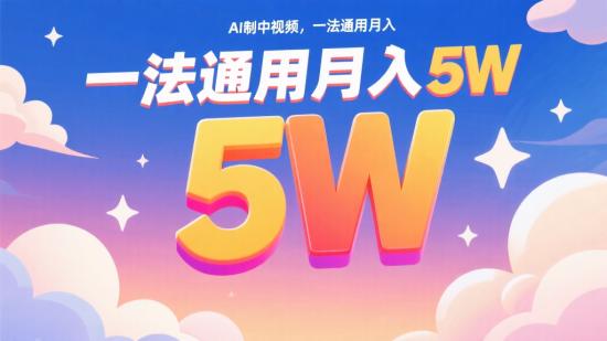 AI制中视频，一法通用月入5W+