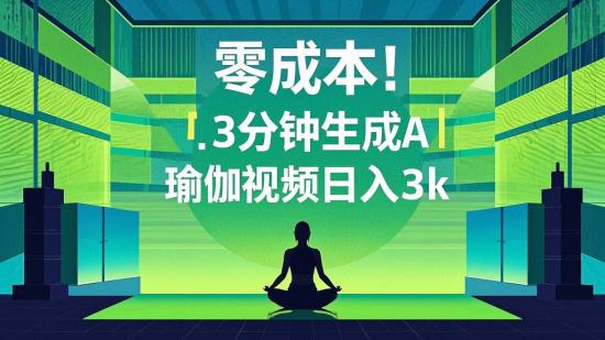 零成本！3分钟生成AI瑜伽视频日入3k+