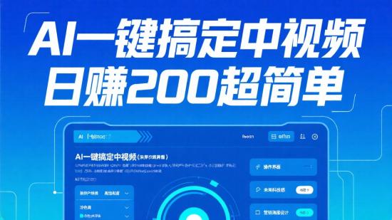 AI一键搞定中视频，日赚200+超简单