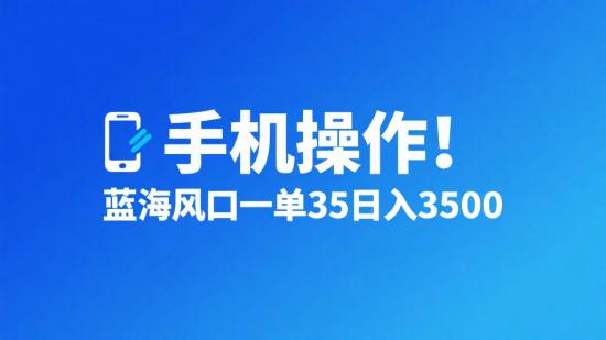 手机操作！蓝海风口一单35日入3500+
