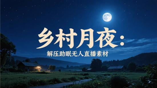 乡村月夜：解压助眠无人直播素材