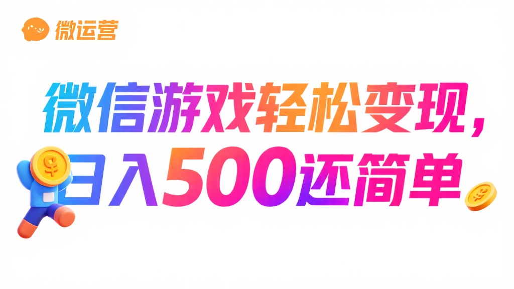 微信游戏轻松变现，日入500+还简单