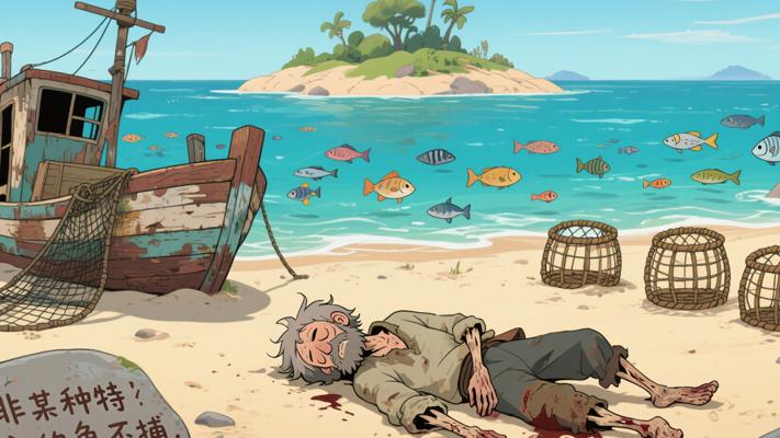 小岛渔夫因固执誓言屡次空手而归饿死的故事