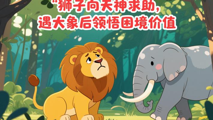 狮子向天神求助遇大象后领悟困境价值的故事