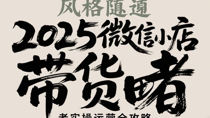 2025微信小店带货者实操运营全攻略