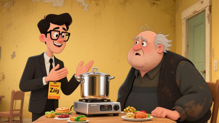 推销员齐格用智慧说服守财奴购买烹调设备