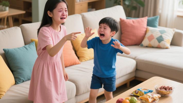 表弟拍打姐姐后否认反哭引发委屈的家庭趣事