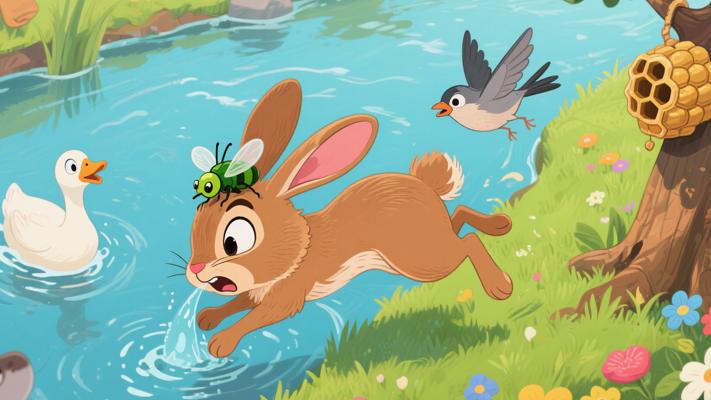 河边动物们因苍蝇引发连锁反应的故事