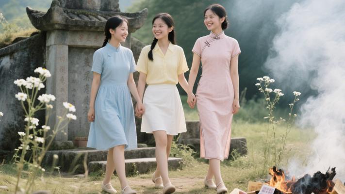 清明节三姐妹多年后重聚重拾儿时友谊