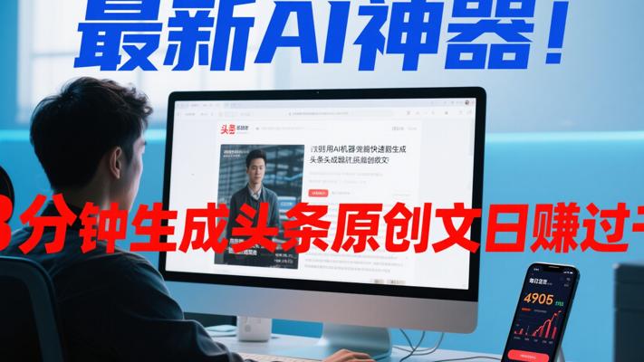 最新AI神器！3分钟生成头条原创文日赚过千